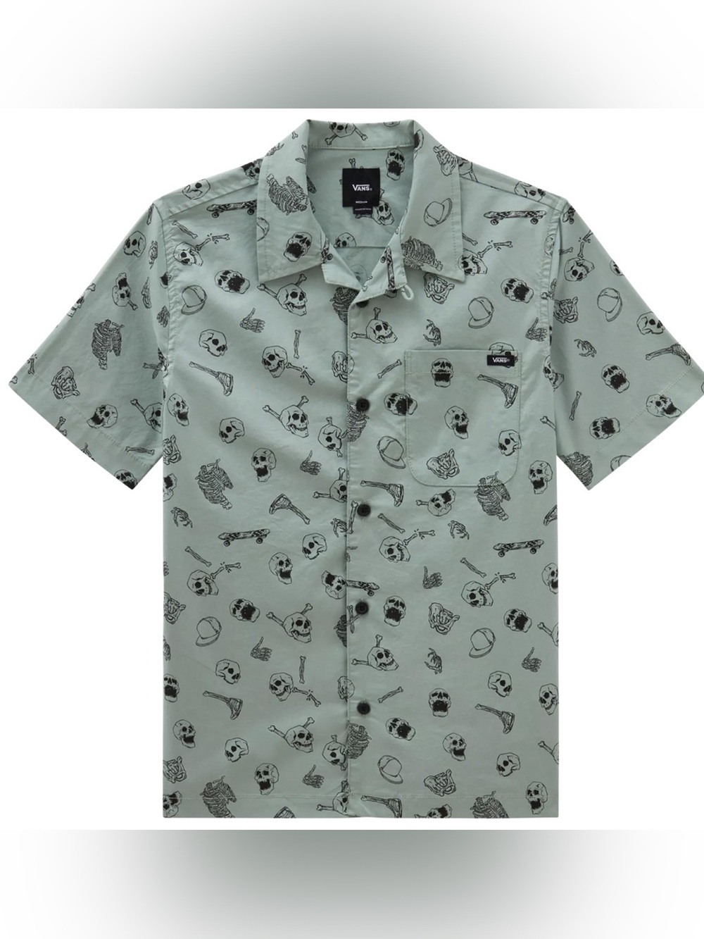 NWT Vans Boys Sage Green Skeleton Button Up